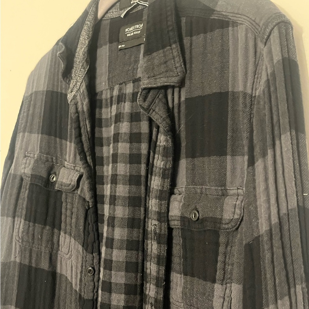 Oversized Gray/Black Checkered Flannel